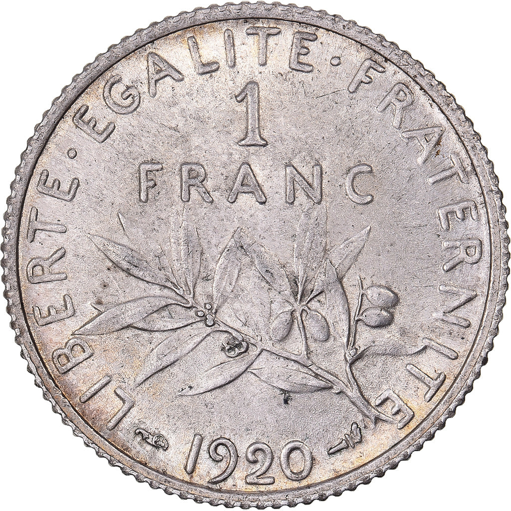 Frankrijk, Franc, Semeuse, 1920, Paris, Zilver, PR, Gadoury:467, KM:844.1