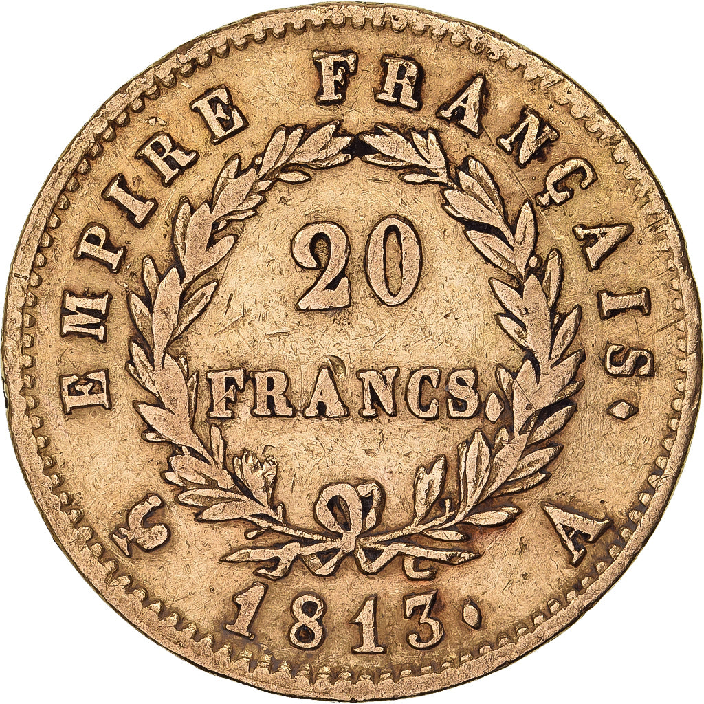 Francia, Napoleon I, 20 Francs, 1813, Paris, Oro, MBC, Gadoury:1025, KM:695.1