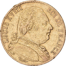 Francia, Louis XVIII, 20 Francs, 1814, Paris, Oro, BB, Gadoury:1026, KM:706.1