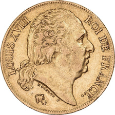 Frankrijk, Louis XVIII, 20 Francs, 1818, Paris, Goud, ZF, Gadoury:1028, KM:712.1