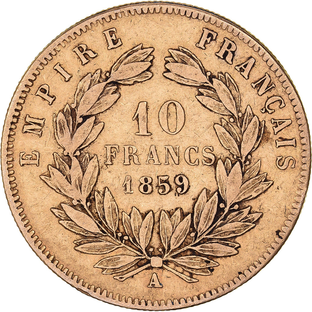 France, Napoléon III, 10 Francs, 1859, Paris, Or, TB+, Gadoury:1014, KM:784.3