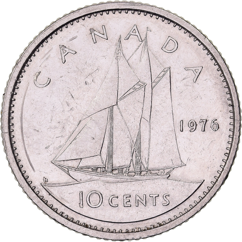 Canadá, Elizabeth II, 10 Cents, 1976, Royal Canadian Mint, Níquel, MBC+