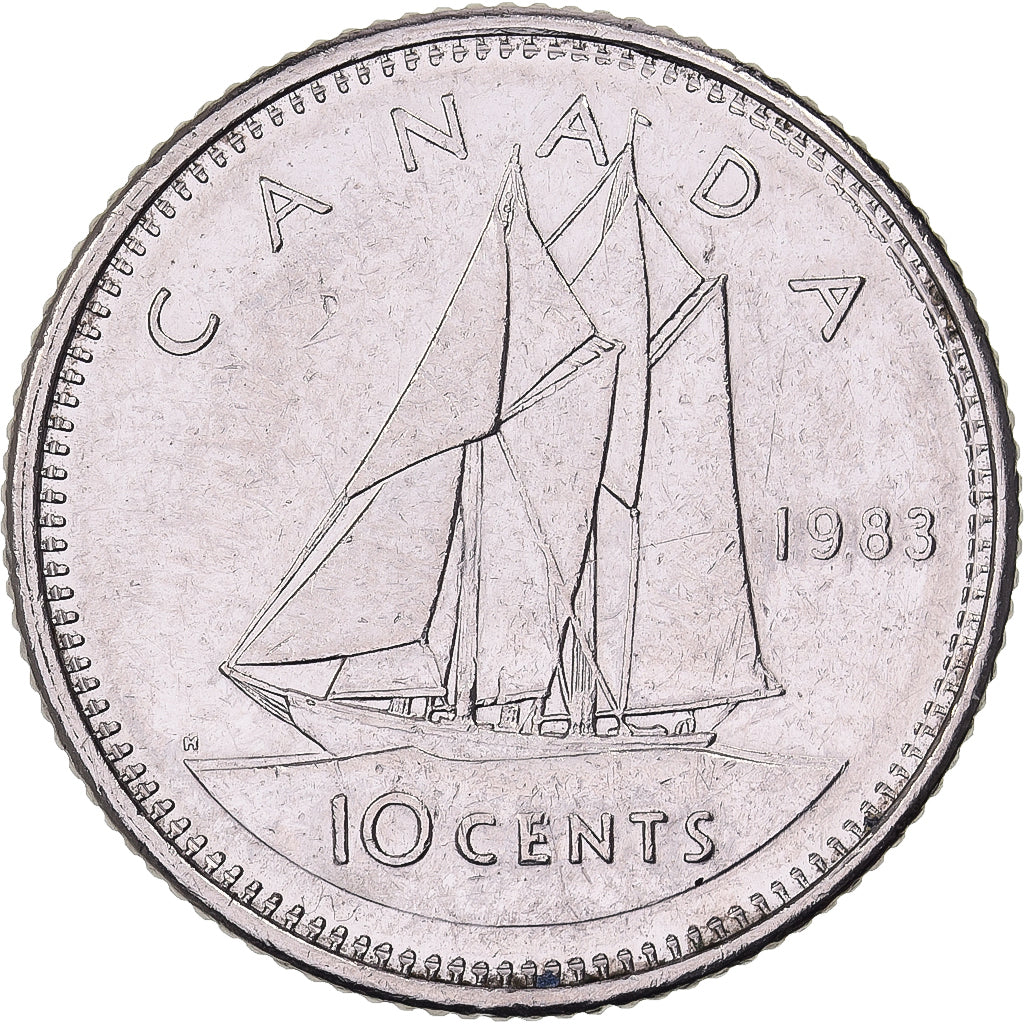 Canada, Elizabeth II, 10 Cents, 1983, Royal Canadian Mint, Nickel, ZF+, KM:77.2