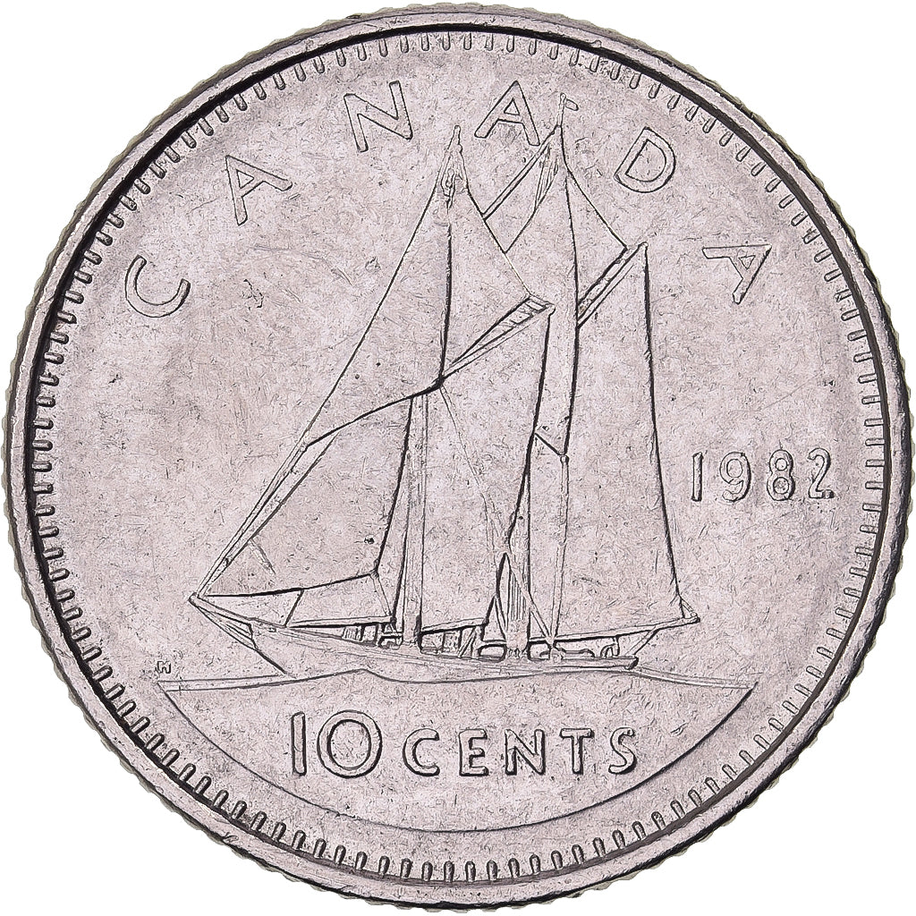 Canadá, Elizabeth II, 10 Cents, 1982, Royal Canadian Mint, Níquel, AU(50-53)