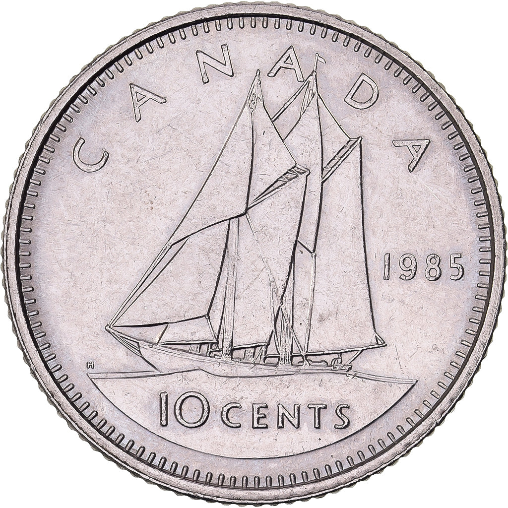 Canada, Elizabeth II, 10 Cents, 1985, Royal Canadian Mint, Nickel, ZF+, KM:77.2