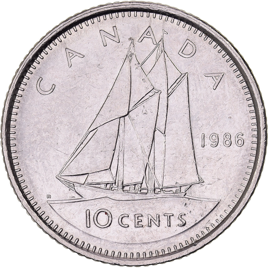 Canadá, Elizabeth II, 10 Cents, 1986, Royal Canadian Mint, Níquel, AU(50-53)