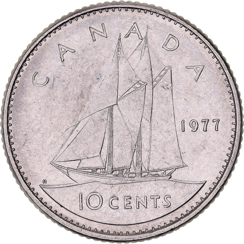 Canadá, Elizabeth II, 10 Cents, 1977, Royal Canadian Mint, Níquel, AU(50-53)