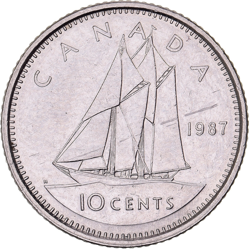 Canadá, Elizabeth II, 10 Cents, 1987, Royal Canadian Mint, Níquel, AU(50-53)