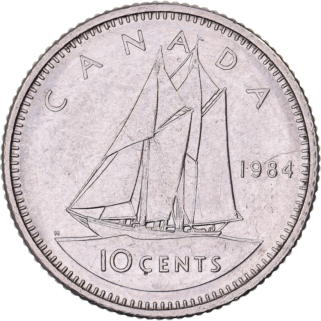 Canadá, Elizabeth II, 10 Cents, 1984, Royal Canadian Mint, Níquel, MBC+