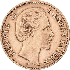 États allemands, BAVARIA, Ludwig II, 10 Mark, 1874, Munich, Or, TTB, KM:898