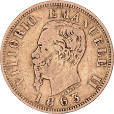 Italy, Vittorio Emanuele II, 10 Lire, 1863, Torino, Gold, VF(30-35), KM:9.2