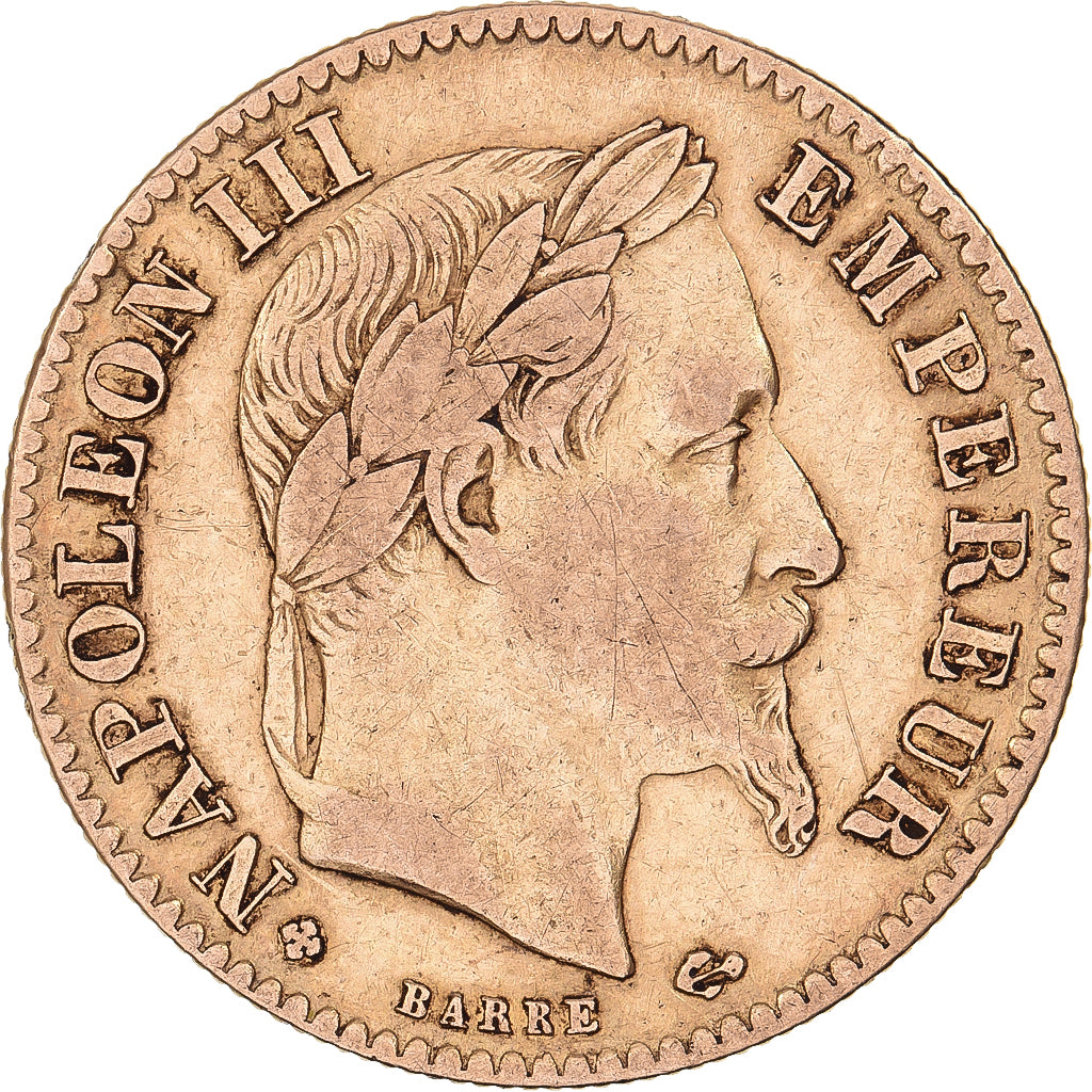 France, Napoleon III, 10 Francs, 1868, Strasbourg, Gold, VF(30-35)