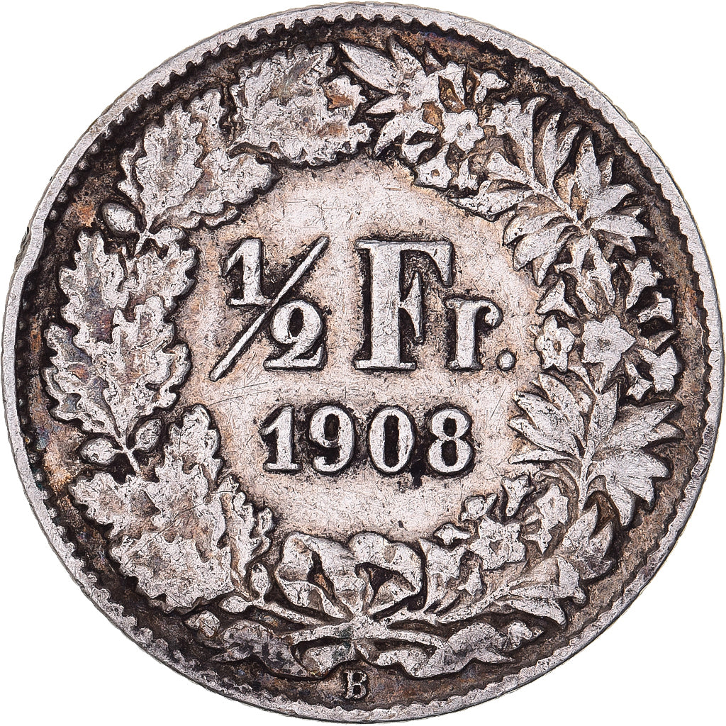 Switzerland, 1/2 Franc, 1908, Bern, Silver, VF(30-35), KM:23