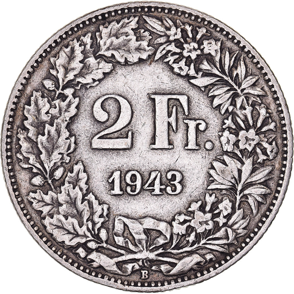 Switzerland, 2 Francs, 1943, Bern, Silver, EF(40-45), KM:21