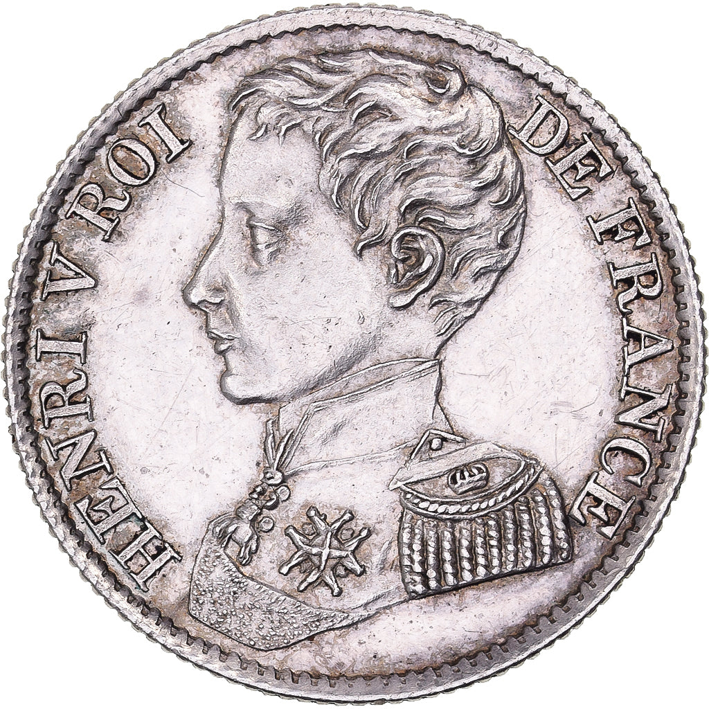 France, HENRI V Prétendant, 1 Franc, 1831, Silver, AU(55-58), Gadoury:451