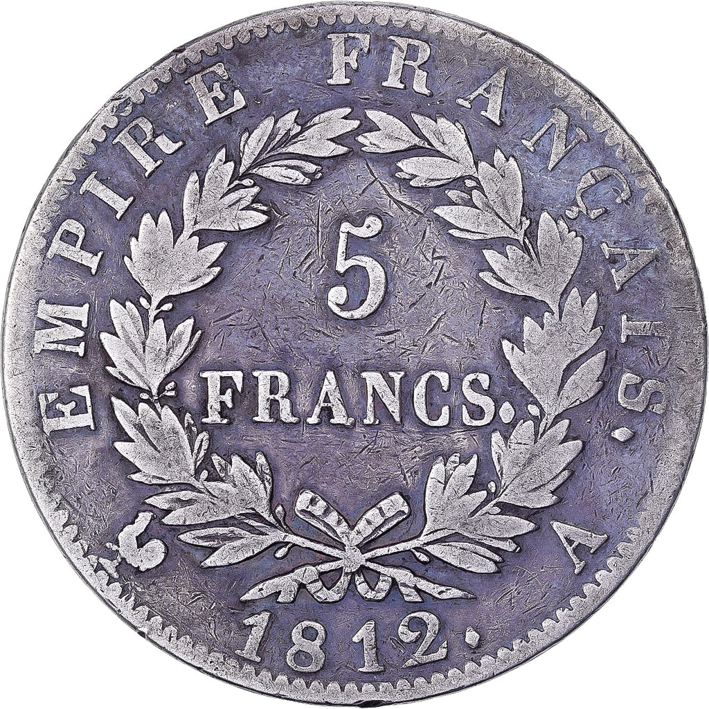 France, Napoléon I, 5 Francs, 1812, Paris, Argent, TB+, Gadoury:584, KM:694.1