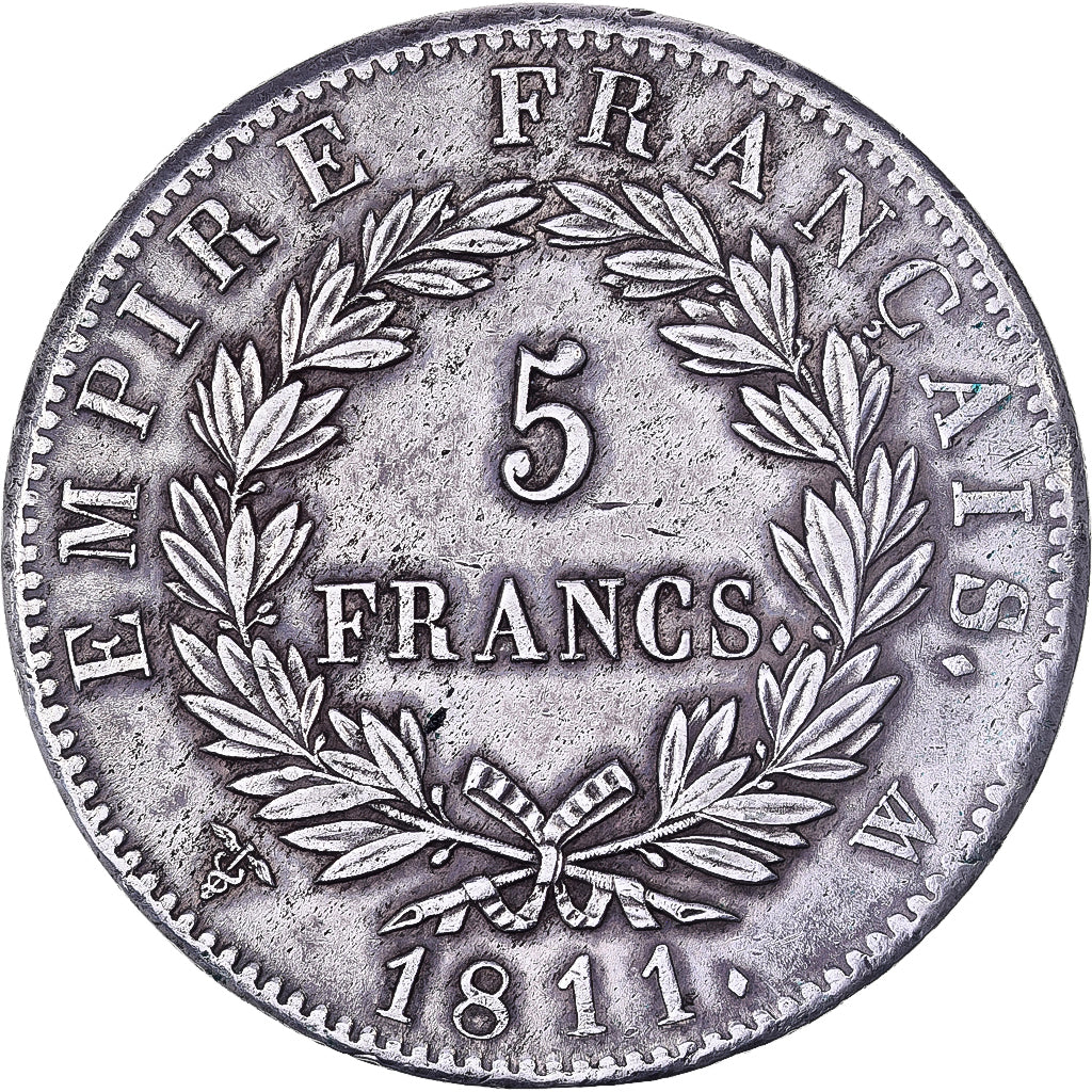 France, Napoleon I, 5 Francs, 1811, Lille, Silver, EF(40-45), Gadoury:584