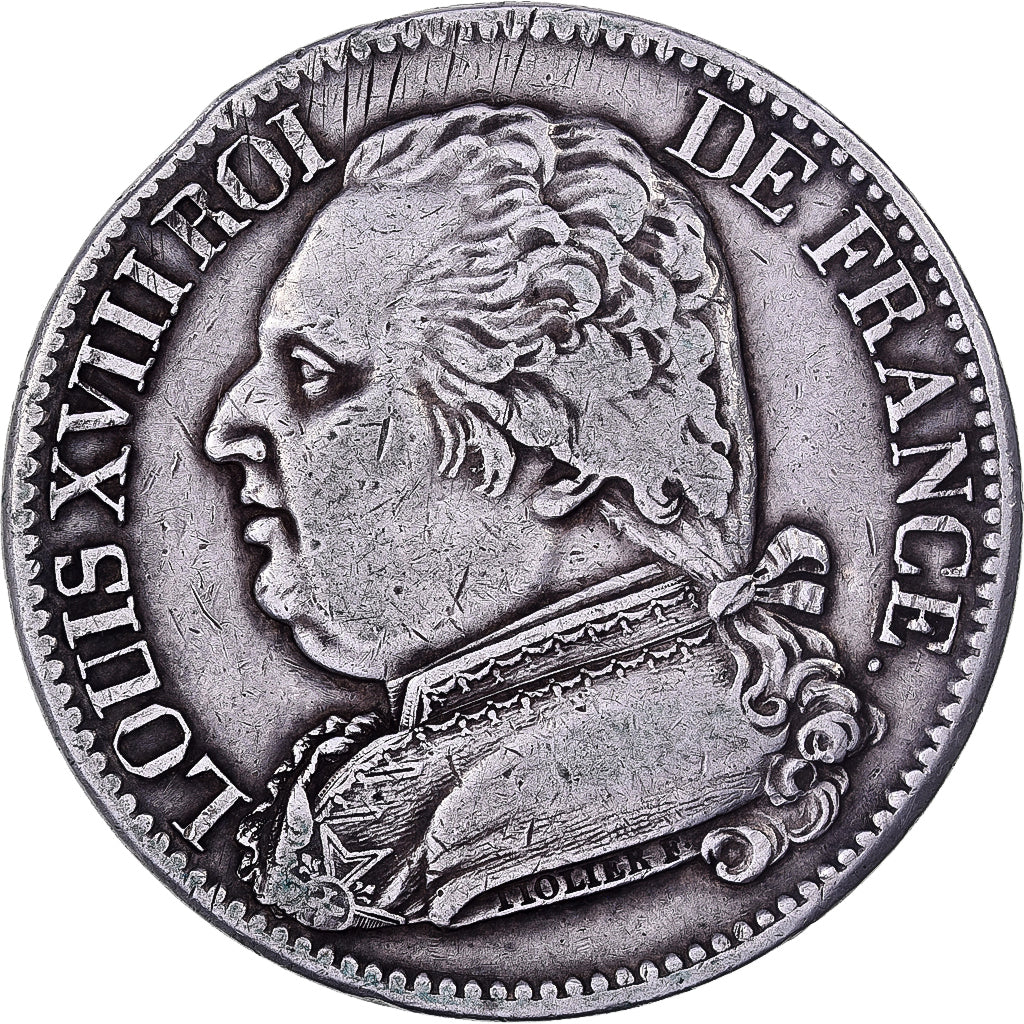 Frankrijk, Louis XVIII, 5 Francs, 1814, Limoges, Zilver, FR+, Gadoury:591