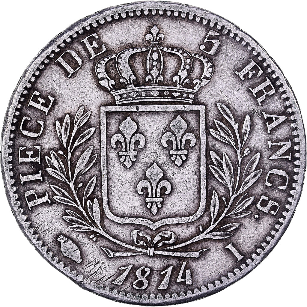 Frankrijk, Louis XVIII, 5 Francs, 1814, Limoges, Zilver, FR+, Gadoury:591