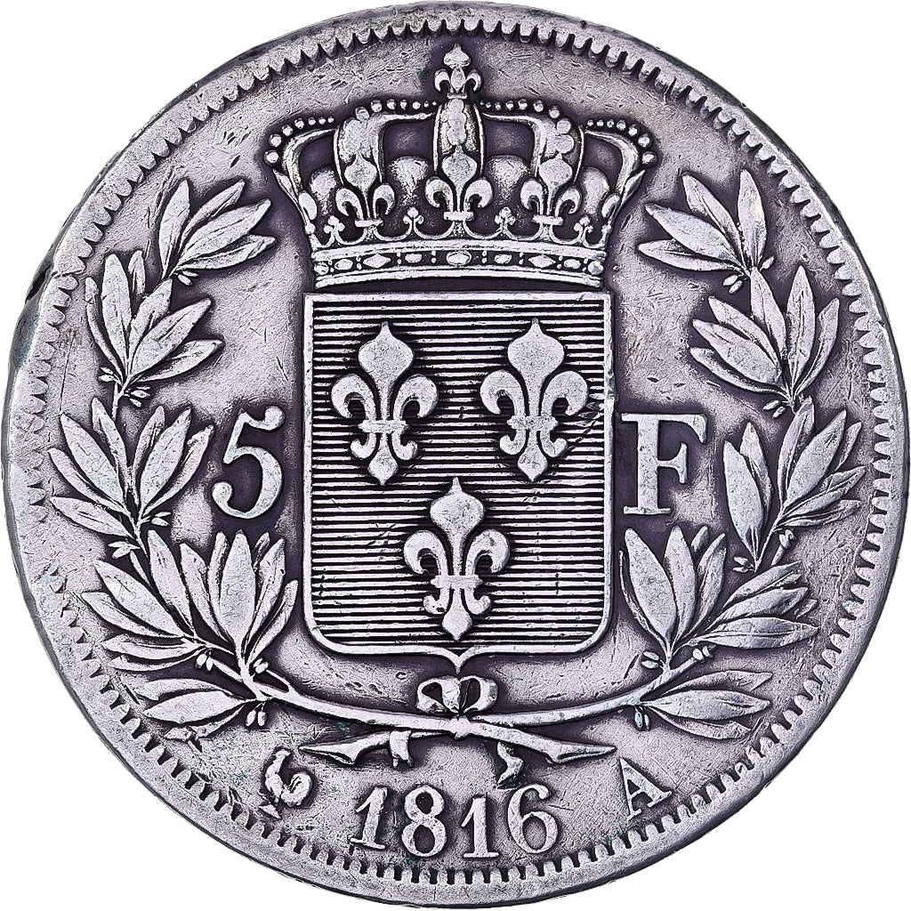 France, Louis XVIII, 5 Francs, 1816, Paris, Argent, TB+, Gadoury:614, KM:711.1