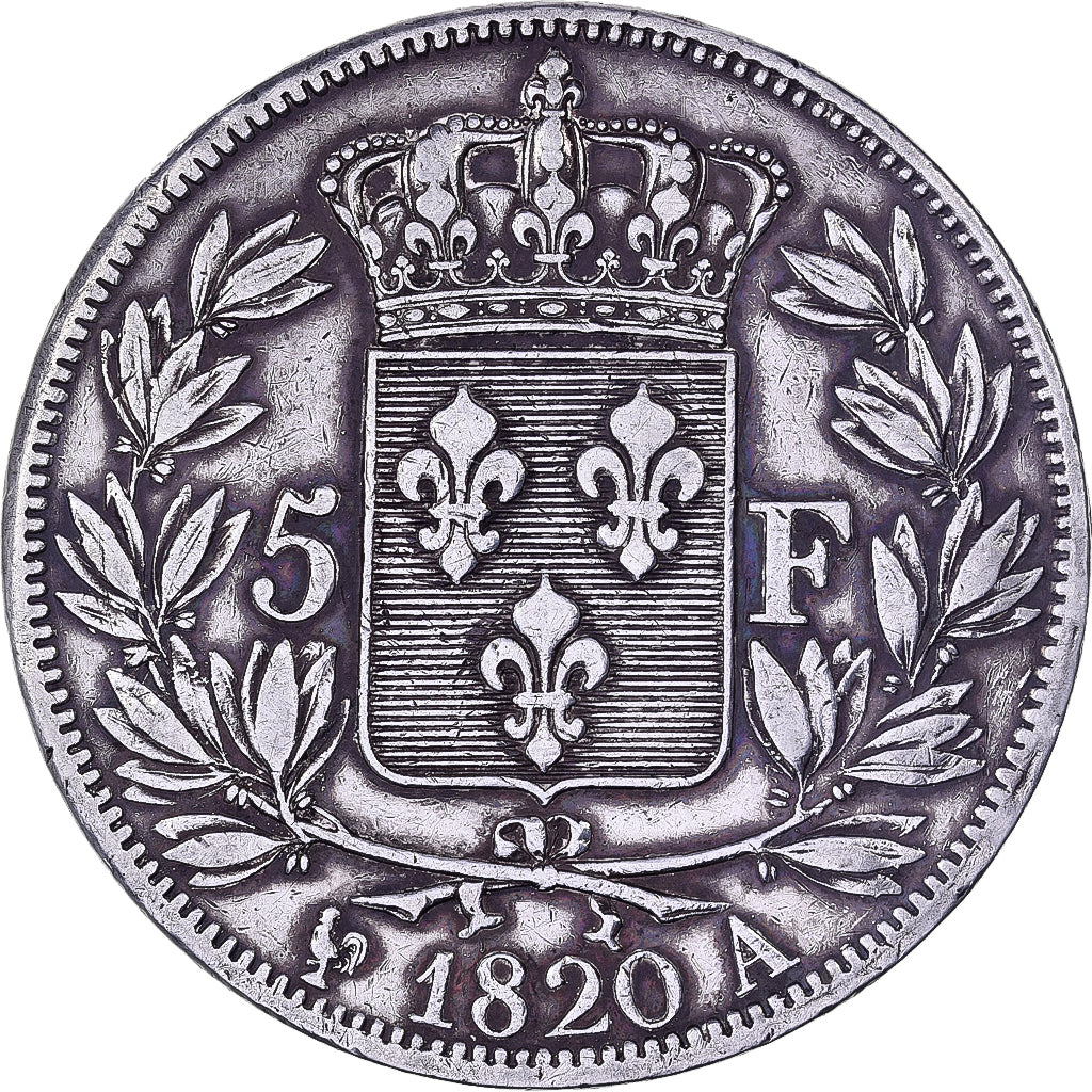 France, Louis XVIII, 5 Francs, 1820, Paris, Argent, TB+, Gadoury:614, KM:711.1