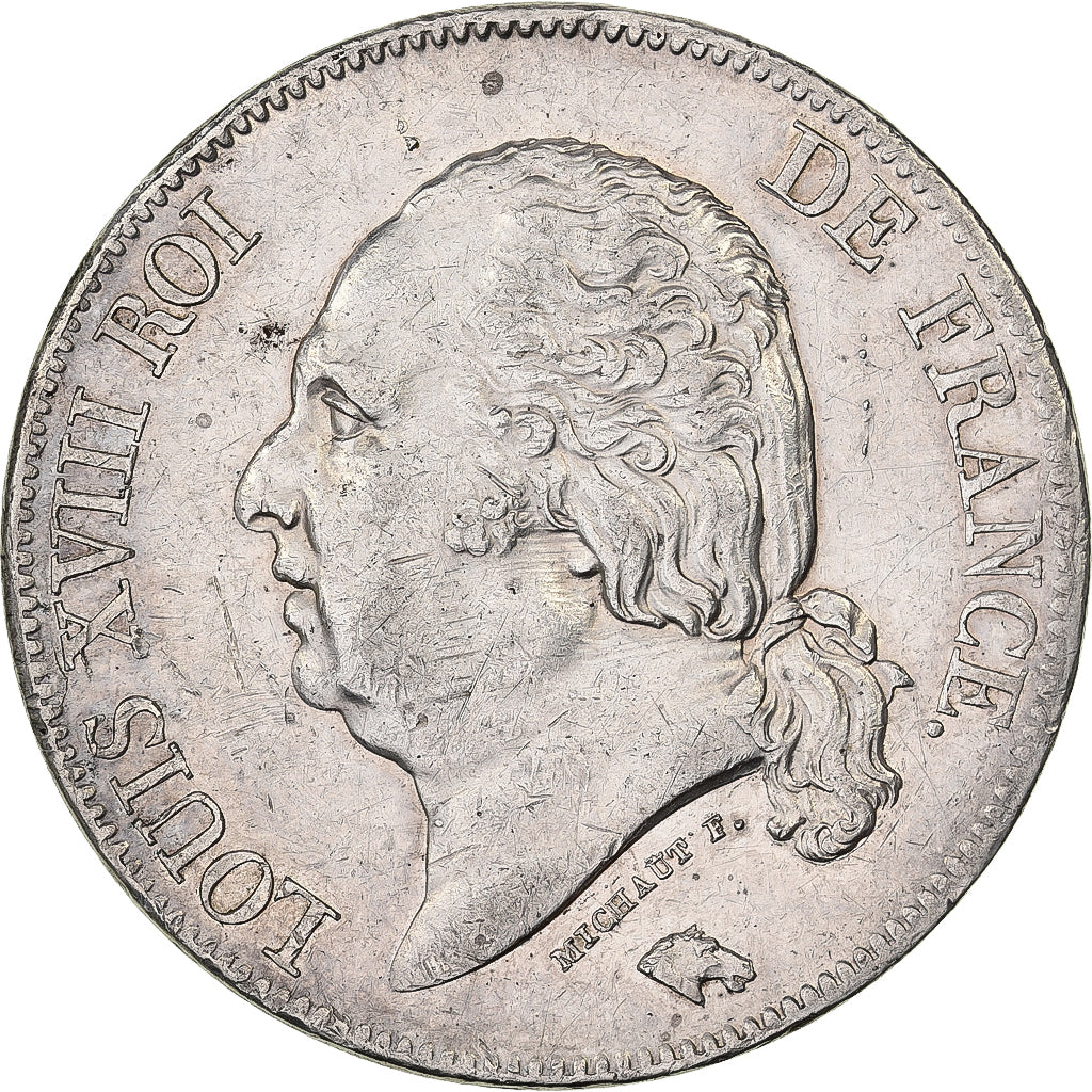 Francja, Louis XVIII, 5 Francs, 1821, Paris, Srebro, EF(40-45), Gadoury:614