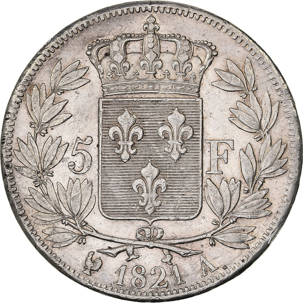 Francja, Louis XVIII, 5 Francs, 1821, Paris, Srebro, EF(40-45), Gadoury:614
