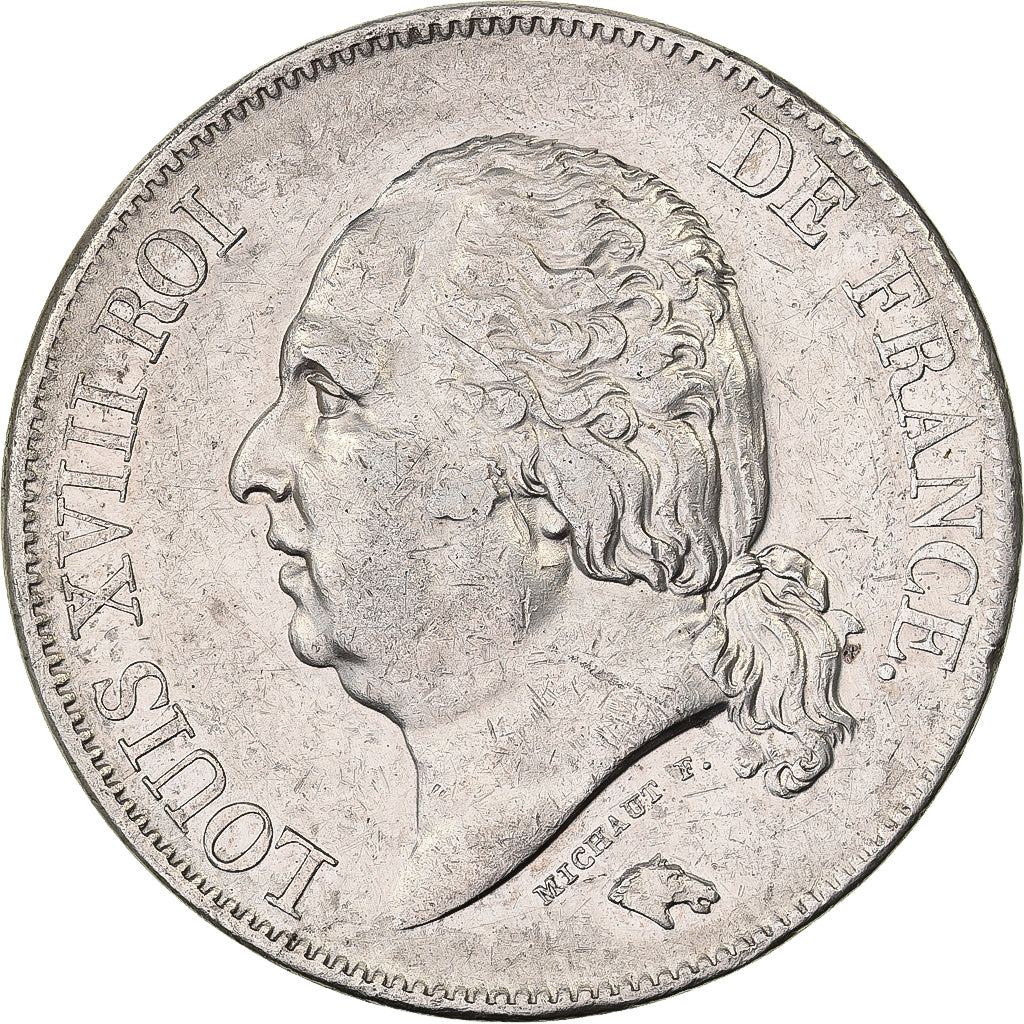 Frankreich, Louis XVIII, 5 Francs, 1823, Paris, Silber, SS, Gadoury:614