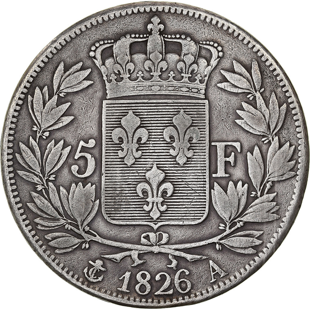 France, Charles X, 5 Francs, 1826, Paris, Silver, VF(30-35), Gadoury:643