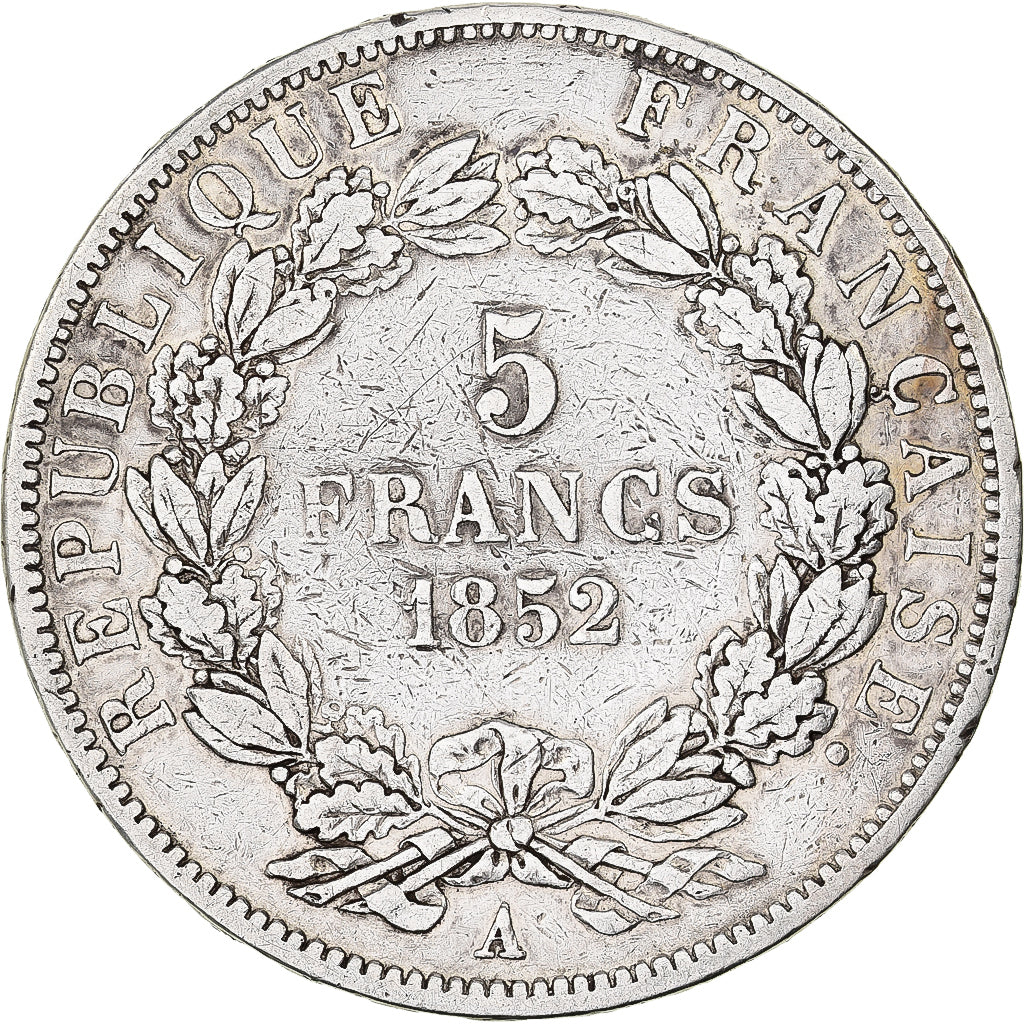 France, Louis-Napoléon Bonaparte, 5 Francs, 1852, Paris, Silver, VF(30-35)