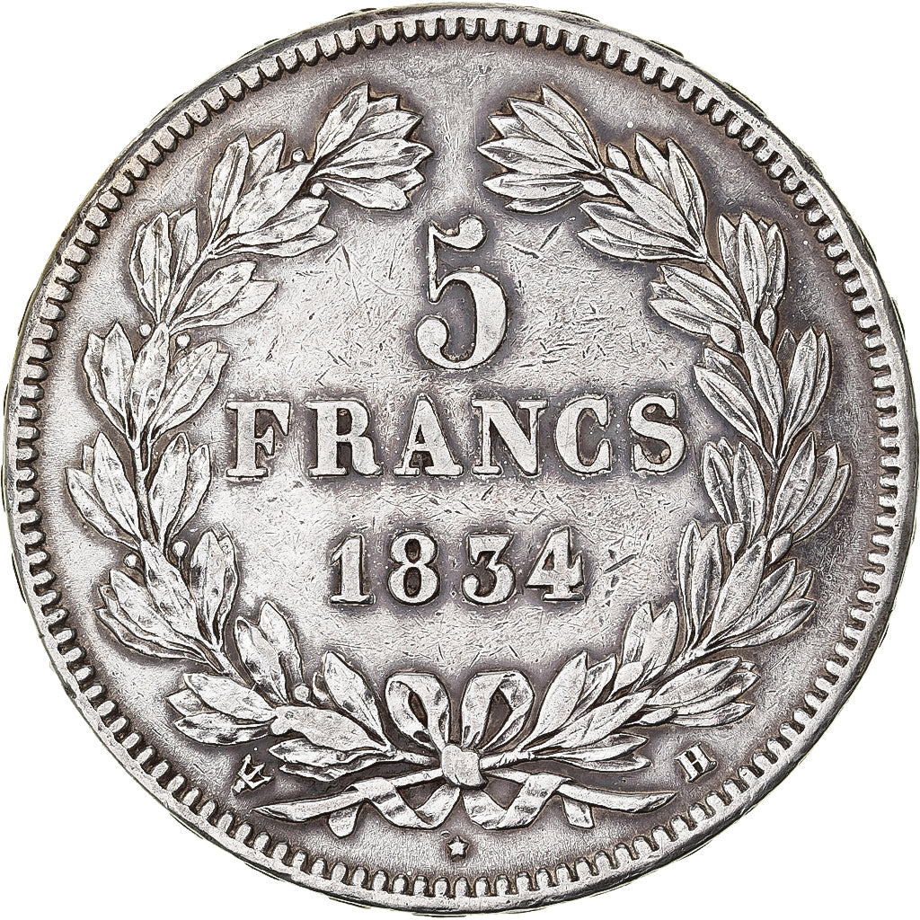 France, Louis Philippe I, 5 Francs, 1834, La Rochelle, Silver, EF(40-45)
