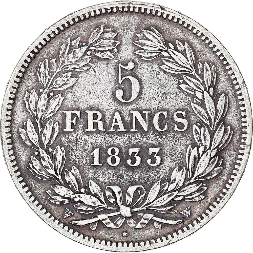 France, Louis Philippe I, 5 Francs, 1833, Lille, Silver, EF(40-45), Gadoury:678
