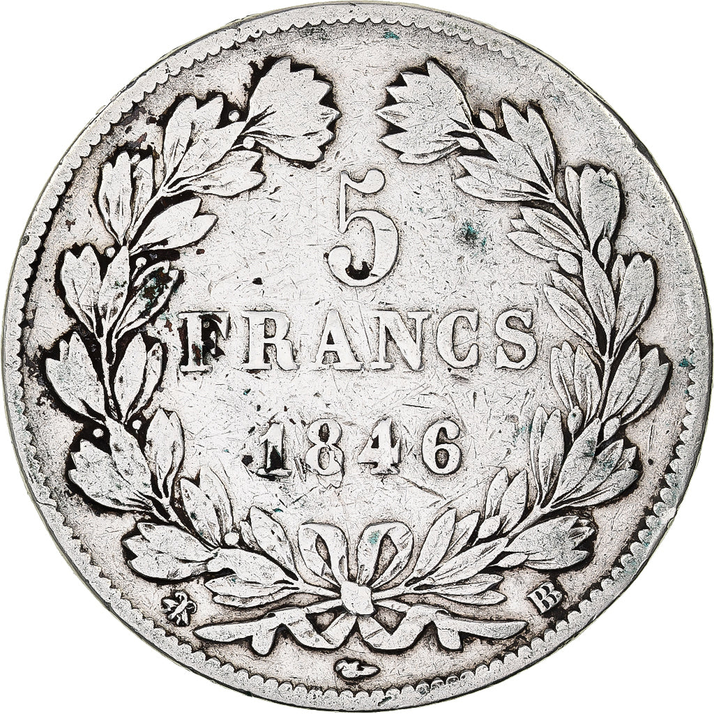 Francja, Louis Philippe I, 5 Francs, 1846, Strasbourg, Srebro, VF(30-35)