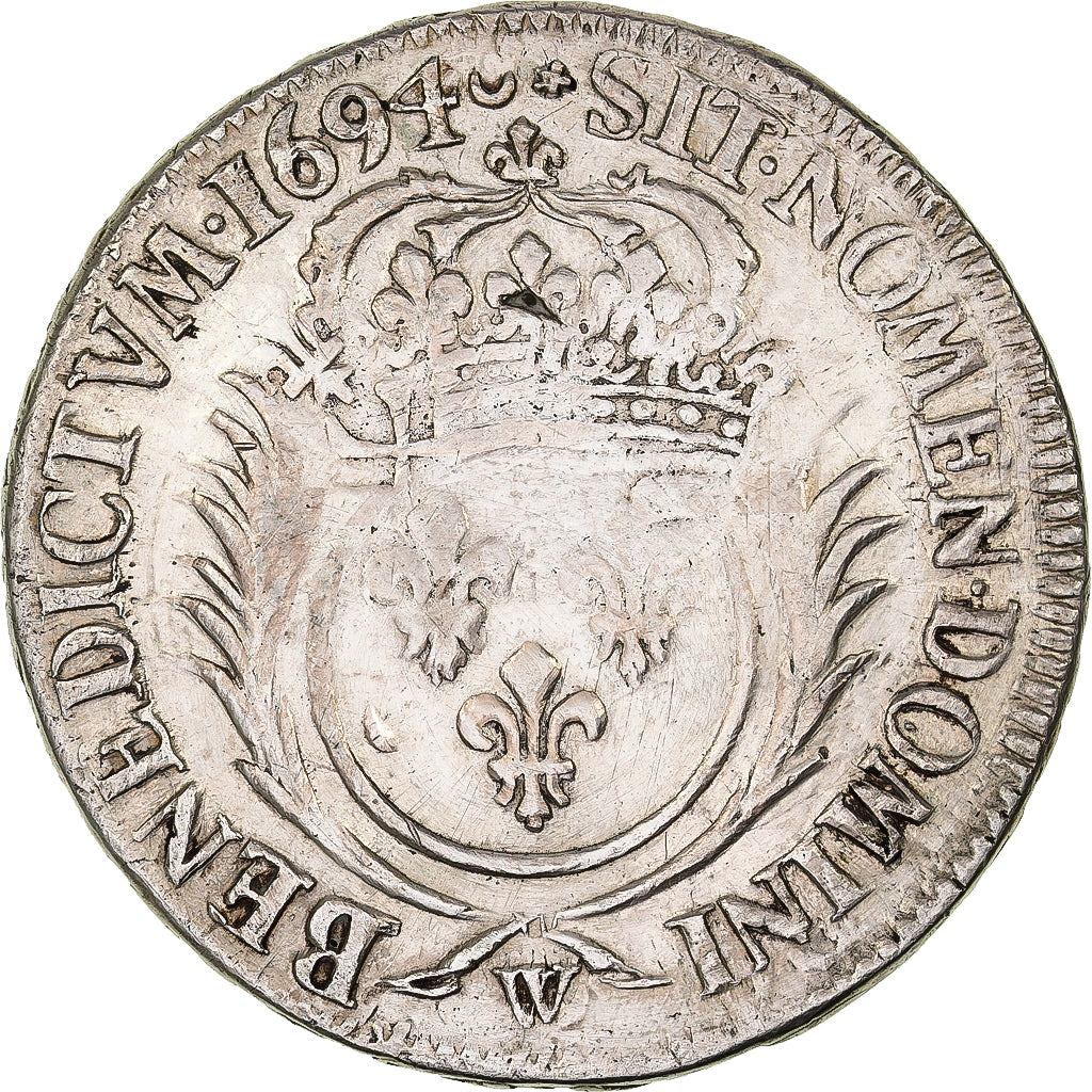 France, Louis XIV, 1/2 Écu aux palmes, 1694, Lille, réformé, Silver