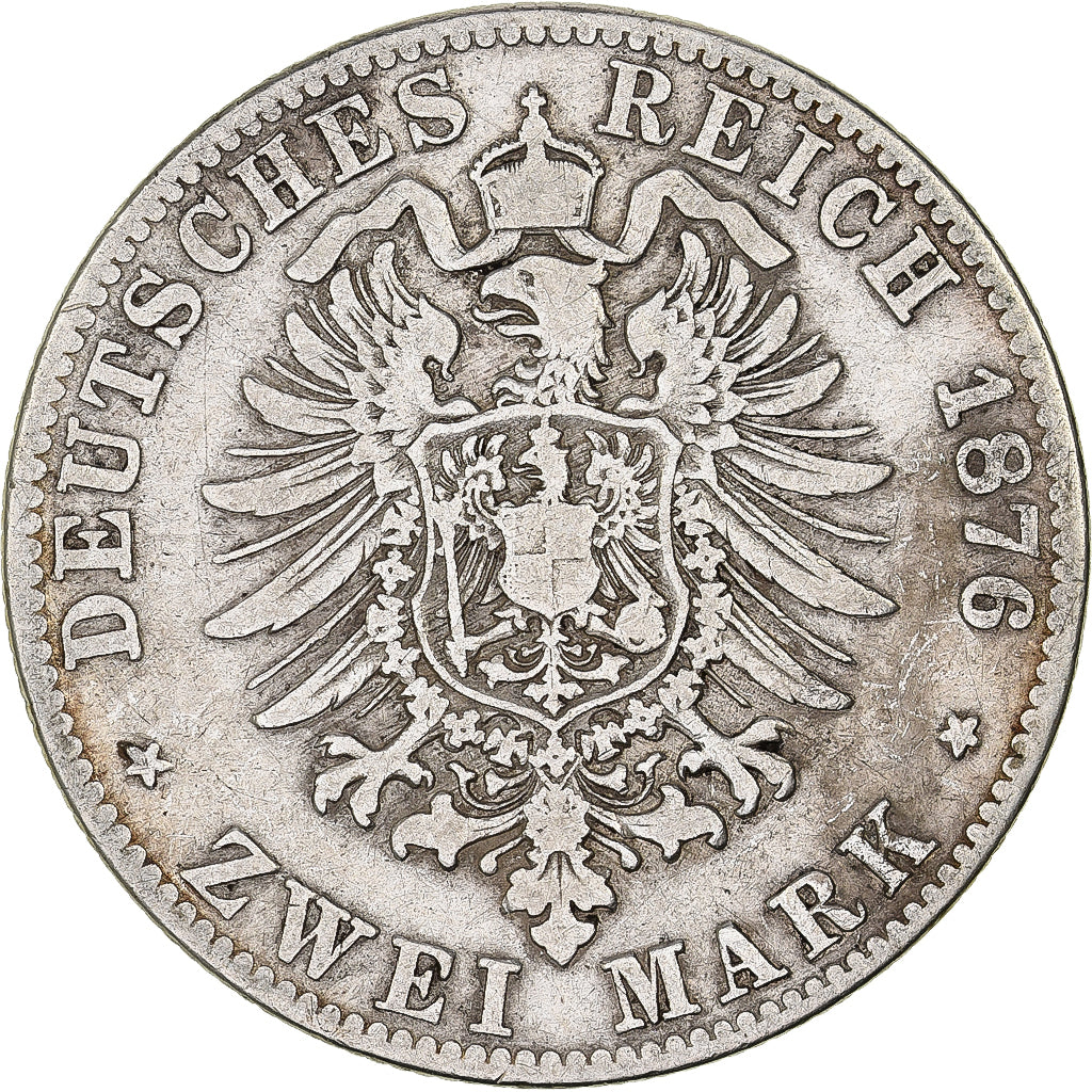 Estados Alemães, PRUSSIA, Wilhelm I, 2 Mark, 1876, Cleves, Prata, VF(30-35)