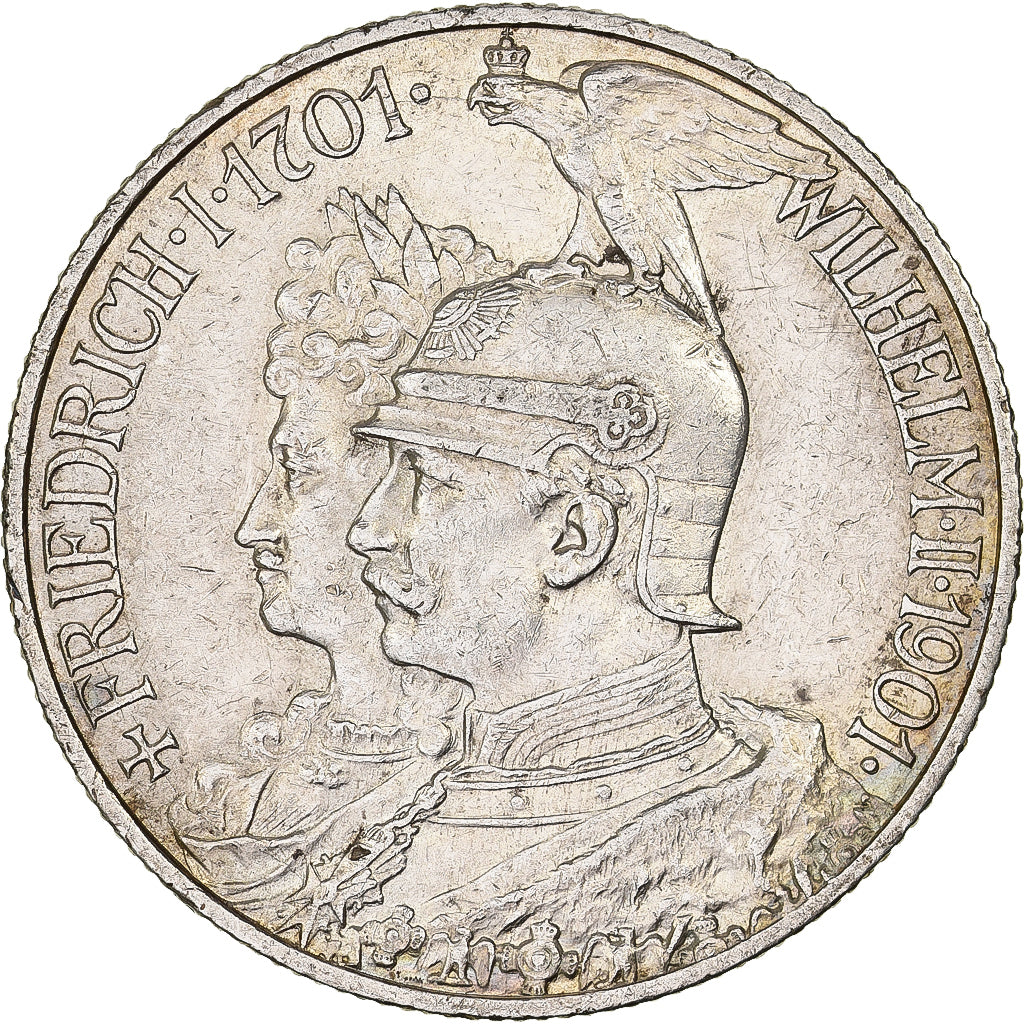 German States, PRUSSIA, Wilhelm II, 2 Mark, 1901, Berlin, Silver, AU(55-58)