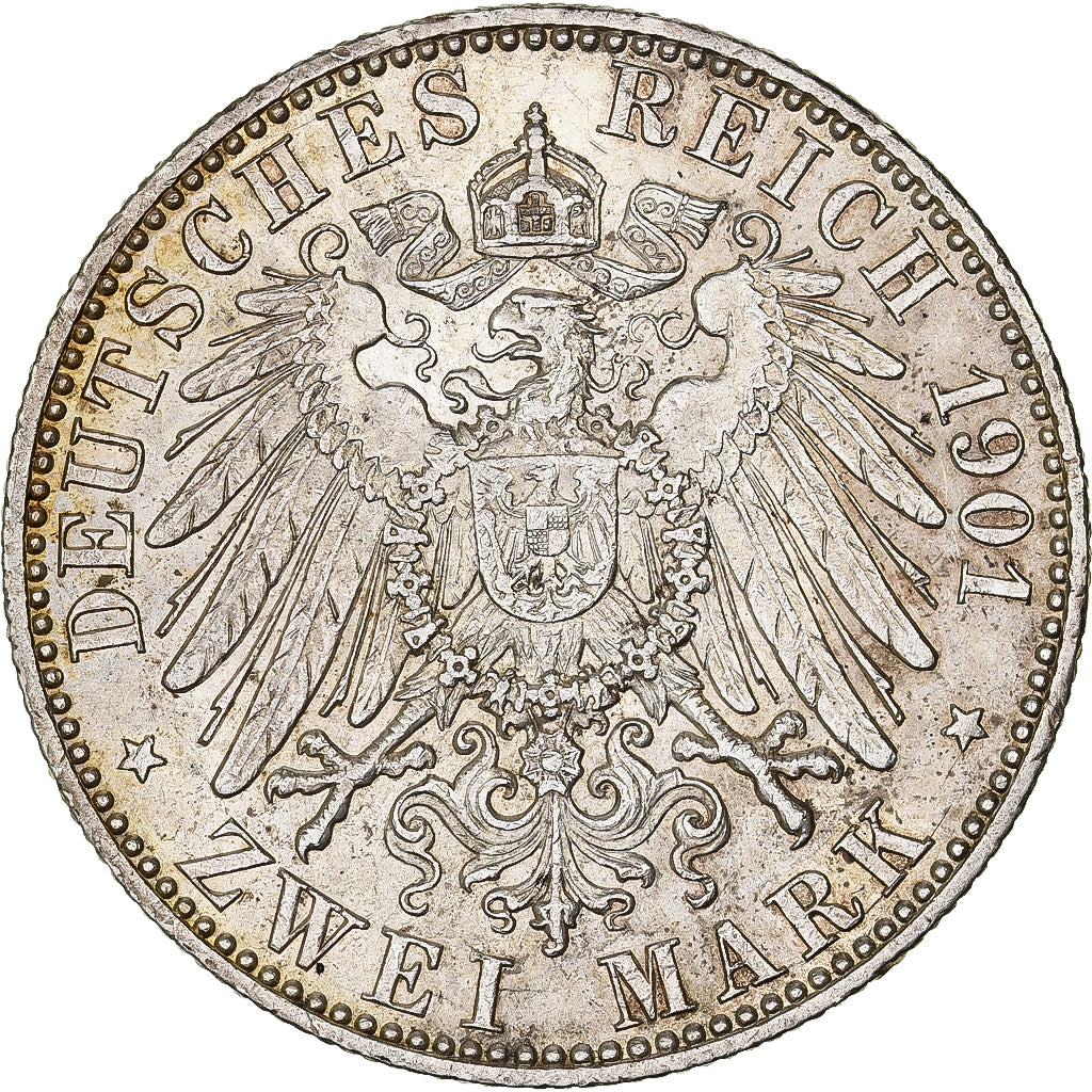 German States, PRUSSIA, Wilhelm II, 2 Mark, 1901, Berlin, Silver, AU(55-58)
