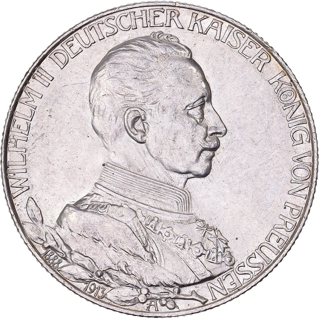 German States, PRUSSIA, Wilhelm II, 2 Mark, 1913, Berlin, Silver, AU(55-58)