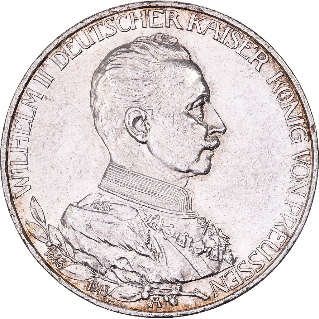 Deutsch Staaten, PRUSSIA, Wilhelm II, 3 Mark, 1913, Berlin, Silber, VZ+, KM:535