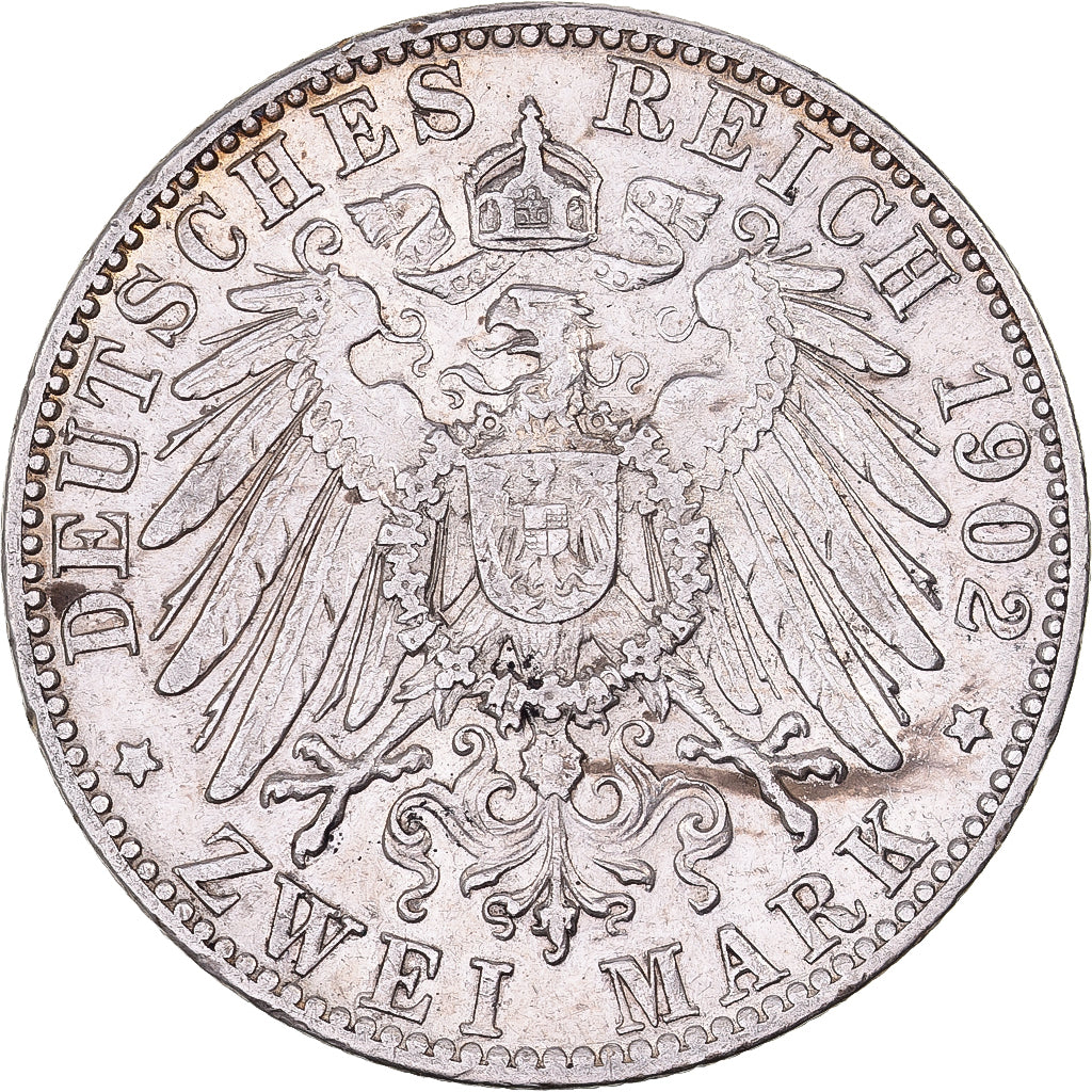 Estados Alemães, BAVARIA, Otto, 2 Mark, 1902, Munich, Prata, AU(50-53), KM:913