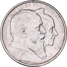 German States, BADEN, Friedrich I, 2 Mark, 1906, Silver, AU(55-58), KM:276