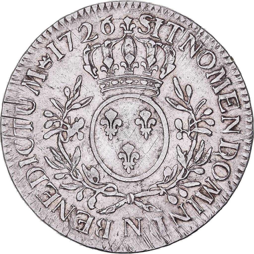 France, Louis XV, Ecu, Écu aux branches d'olivier, 1726, Montpellier, Silver