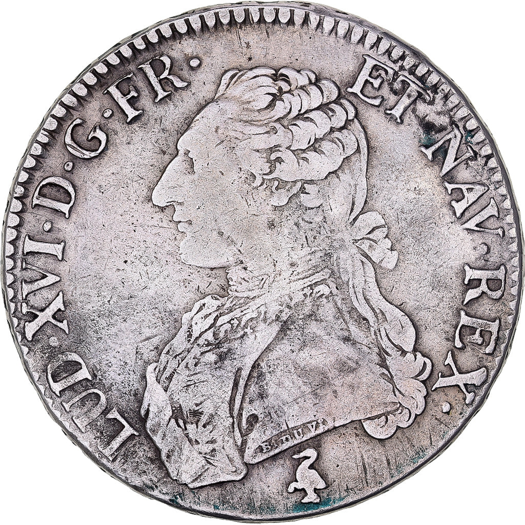 France, Louis XVI, Ecu, Écu aux branches d'olivier, héron, 1790, Paris, 1er