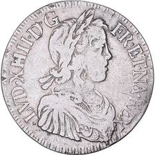 France, Louis XIV, Ecu, Écu à la mèche longue, 1649, Bordeaux, Silver