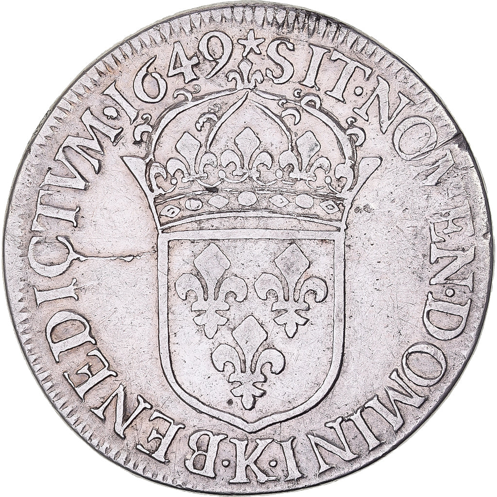France, Louis XIV, Ecu, Écu à la mèche longue, 1649, Bordeaux, Silver