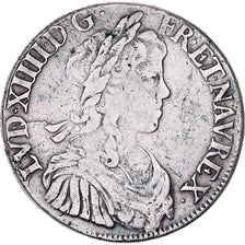 France, Louis XIV, Ecu, Écu à la mèche longue, 1651, Rouen, Silver