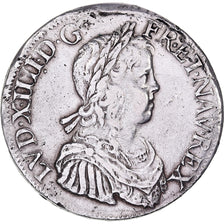 France, Louis XIV, Ecu, Écu à la mèche longue, 1653, Rennes, Silver