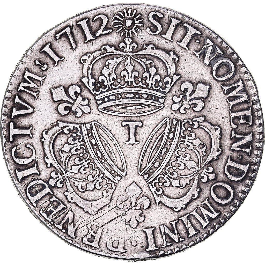 France, Louis XIV, Ecu, Écu aux 3 couronnes, 1712, Nantes, Rare, Silver