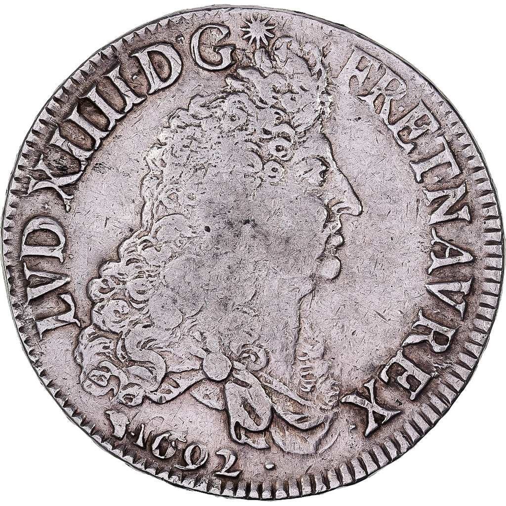 Francja, Louis XIV, Ecu, Écu aux 8 L, 1692, Lyon, réformé, Srebro, VF(30-35)