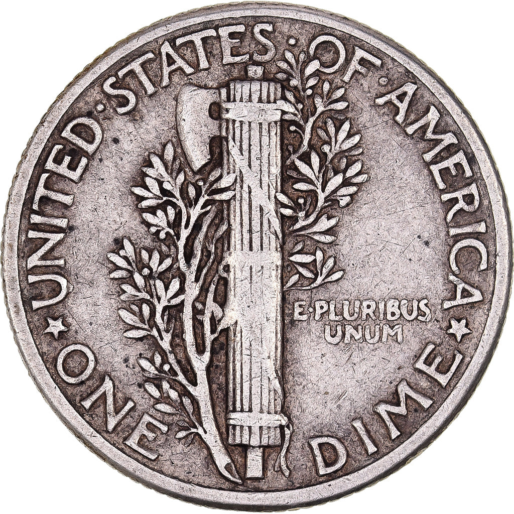 USA, Dime, Mercury, 1944, U.S. Mint, Srebro, EF(40-45), KM:140